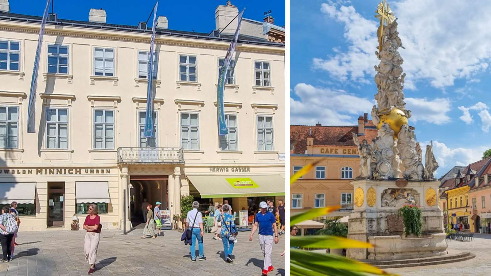 Hauptplatz mit Kaiserhaus und Dreifaltigkeitssäule (Pestsäule)