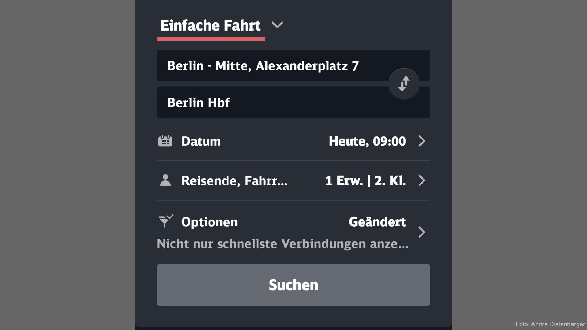 DB Navigator Verbindungssuche