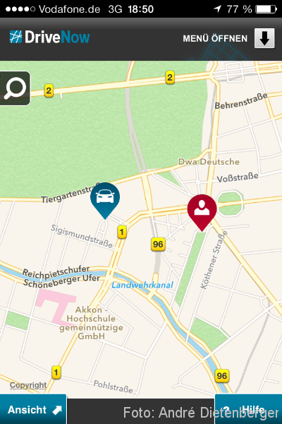 DriveNow ActiveE Berlin finden