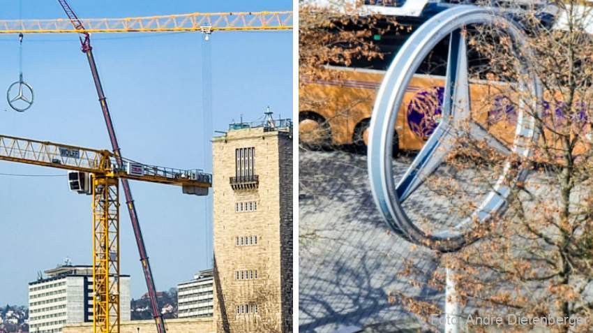 Mercedes Benz Stern vom Bahnhofsturm Stuttgart