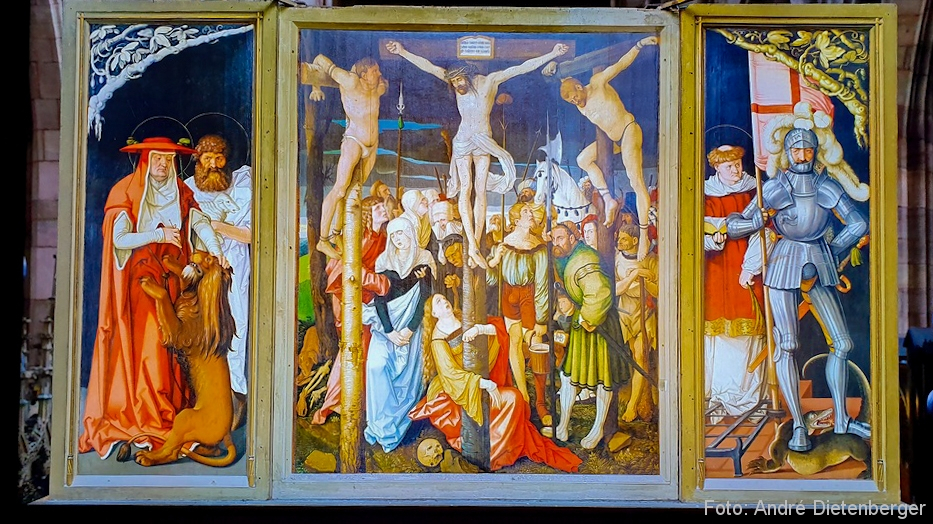 Freiburger Hochaltar, Rückseite, Kreuzgang Christi (1516)
