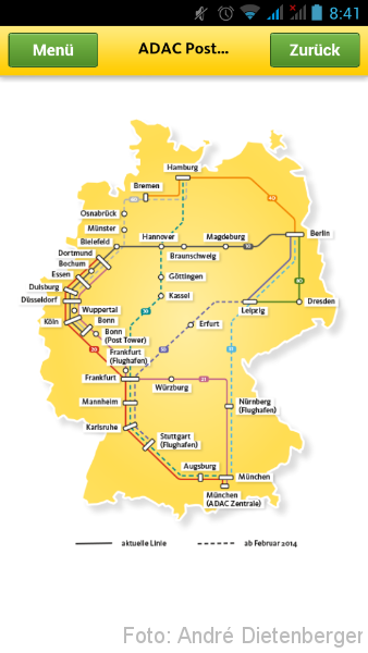 ADAC Postbus APP Streckennetz ADAC Postbus APP Streckennetz