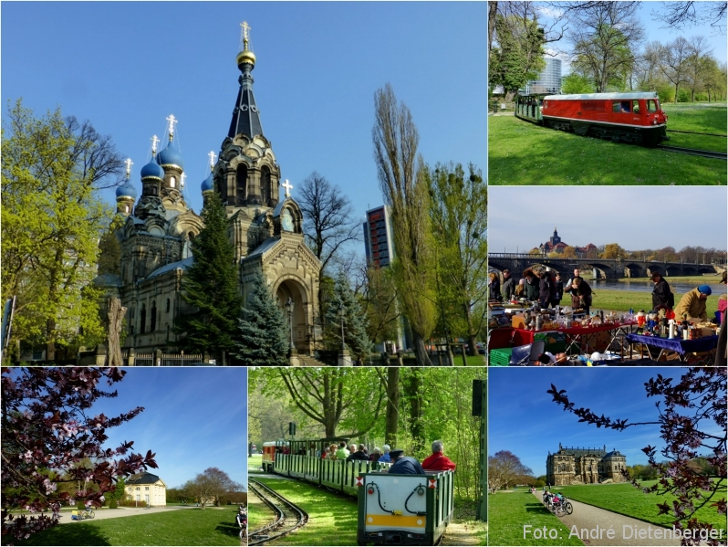 Dresden - Russisch-Orthodoxe Kirche, Elbeflohmarkt, Großer Garten mit der Parkbahn