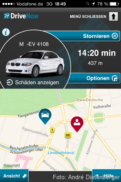 DriveNow ActiveE Berlin Handy App Reservierung Buchung